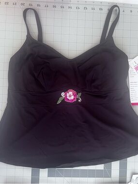 Coco Reef Chocolate Brown Floral Swimsuit Tankini, 36DD, NWT